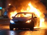 Опожарен автомобил во Тафталиџе, неофицијално е на судијата Ѓоко Ристов
