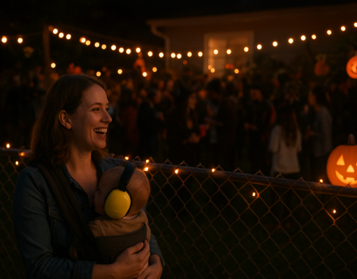 Мајка сака да го однесе своето бебе на забава за Ноќта на вештерките од 400 луѓе. Нејзиниот партнер се спротивставува