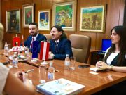 Министерот за култура со албанско знаме на маса го пречека австрискиот амбасадор